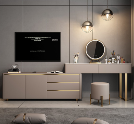 Dressing table with TV-cabinet drawers Mirror Luxury Console Bedroom