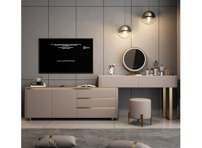 Dressing table with TV-cabinet drawers Mirror Luxury Console Bedroom