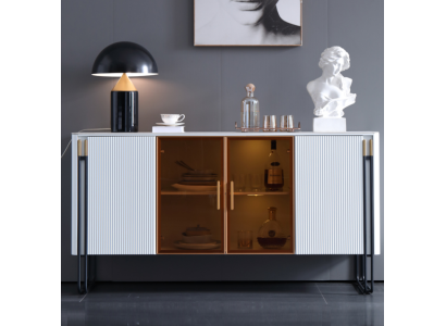 Sideboard White Wooden Cabinet Modern Style Living room Chest of drawers Sideboard