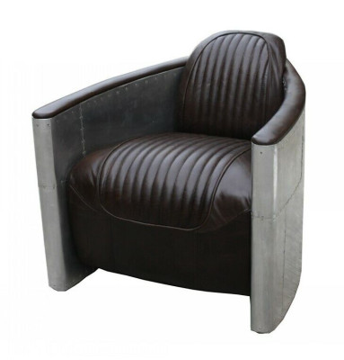 Aviator Sofa Armchair Couch club Lounge Aluminum Airplane Retro Genuine leather Vintage