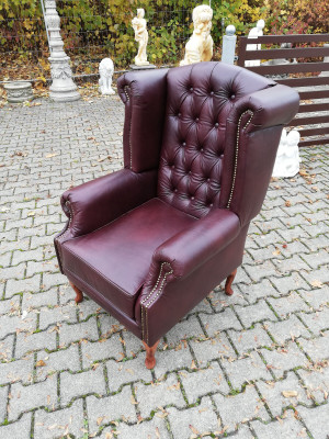 Armchair Wing Chair Chestefield Chair Seat Upholstery Couch Lounge Genuine Leather new!