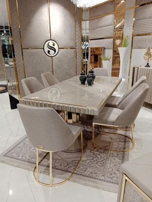 Luxury Table Beige stainless steel Tables Italian Design Dining Tables Dining table new