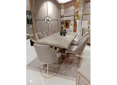 Luxury Table Beige stainless steel Tables Italian Design Dining Tables Dining table new