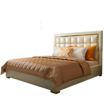 Bed Upholstery Design Luxury Double Beds Gray 180x200cm Sleep Room Leather Hotel