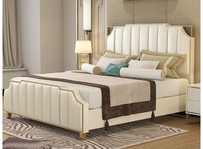 Design Double bed Bed Hotel Luxury Bedroom 180x200cm Leather Beds Upholstery