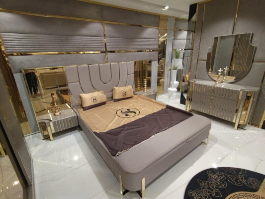 Design Bedroom 3 pcs. Bed 2x Bedside tables Modern Luxury Beds Set Furniture new