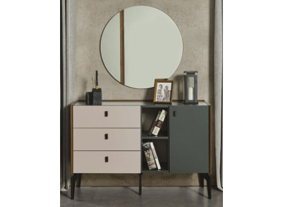 Design Bedroom Complete Set Chest of drawers with Mirror 2-piece Set Wood new