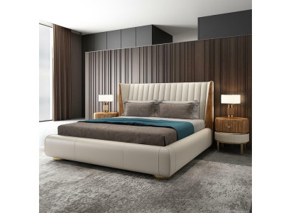 Designer Italian Furniture Bed Double Bedroom 150x200cm Beds Leather new