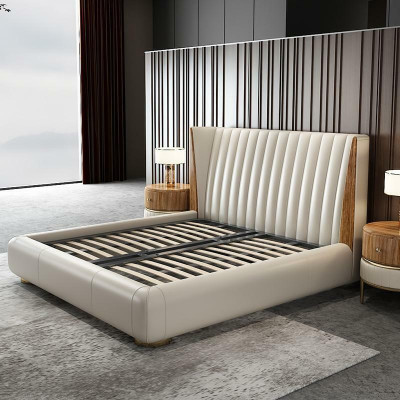 Designer Italian Furniture Bed Double Bedroom 150x200cm Beds Leather new