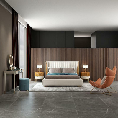 Designer Italian Furniture Bed Double Bedroom 150x200cm Beds Leather new