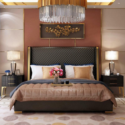 Designer Upholstered bed Bed Beds Fabric Wood Luxury marriage bed 180x200cm Double bed