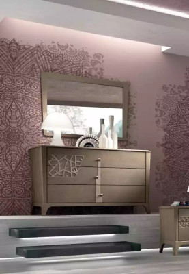Chest of drawers Mirror new Luxury Complete's Bedroom Set Sideboard brown 2-piece