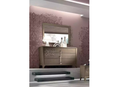 Chest of drawers Mirror new Luxury Complete's Bedroom Set Sideboard brown 2-piece