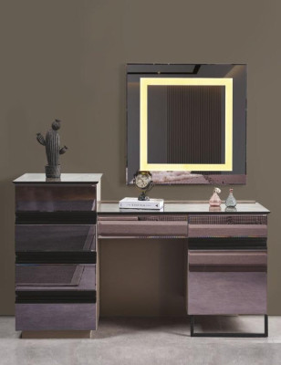 Luxury Bedroom Set 6pcs Modern Style Wooden Furniture Bed Dressing Table Set