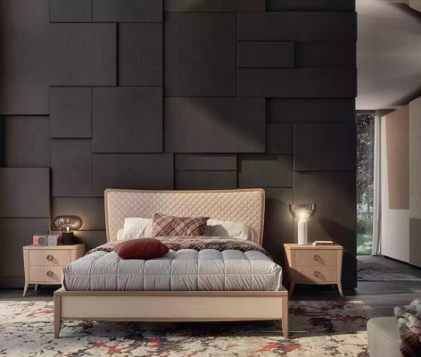 Bedroom Set Bed 2x Bedside tables Design Luxury new 3-piece Modern Wood