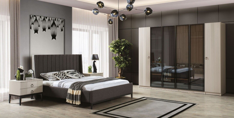 Bedroom Set Bed 2x Bedside tables Wardrobe modern furniture 4 pieces
