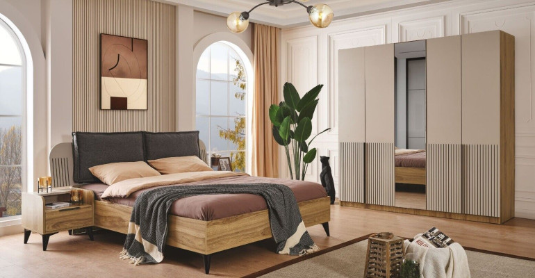 Bedroom Set Design Modern Luxury Bed 2x Bedside tables Wardrobe 4pcs new