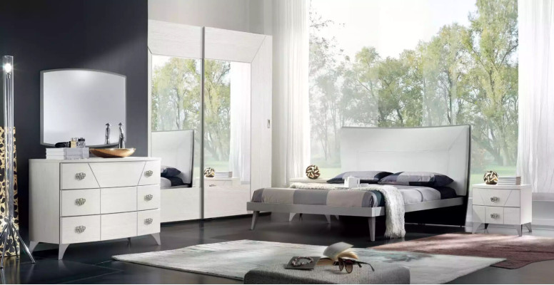 Bedroom Set Chest of drawers Mirror Luxury Complete's White Sideboard 2pcs