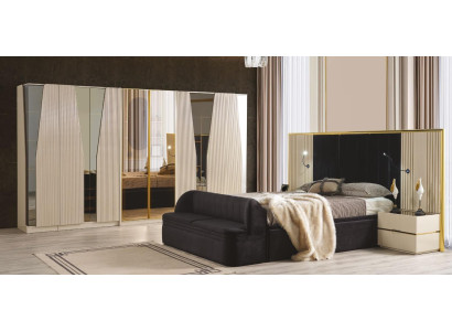 Bedroom Set Complete's Room Wood Bed Bedside tables Furniture Wardrobe 5pcs.