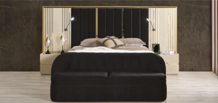 Bedroom Set Complete's Room Wood Bed Bedside tables Furniture Wardrobe 5pcs.