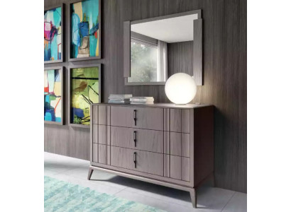 Bedroom Set Luxury Chest of drawers Mirror Design Sideboard brown 2-piece Wood