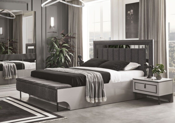 Bedroom Set Modern Bed and 2x Bedside tables Luxury Complete e Sets 3pcs