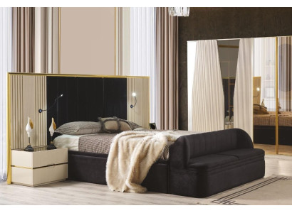 Bedroom Set of 4-piece luxurious Wood Furniture Elegant Wardrobe Bedside table Stool