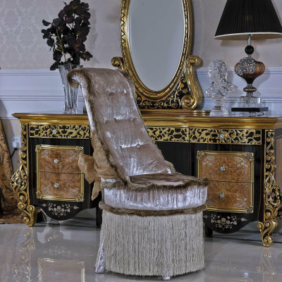1x Chair Throne Armchair Set E61 Dining room Designer Wood Antique Style Baroque Rococo