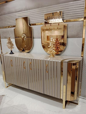 Chest of drawers with 2x Mirror Wood Furniture Sideboard Luxury Furniture Modern Furniture 3-piece. new