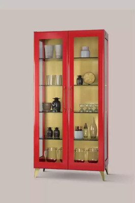 Display case Beautiful Red Glass Wardrobe Display Cabinets Wood Glass Living room Modern Luxury