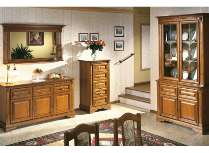 Living room Set 4 Pieces Chest of drawers Virtrine Sideboard Colonial Style Wall unit