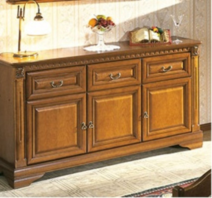 Living room Set 4 Pieces Chest of drawers Virtrine Sideboard Colonial Style Wall unit