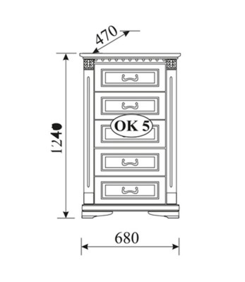 Living room Set 4 Pieces Chest of drawers Virtrine Sideboard Colonial Style Wall unit