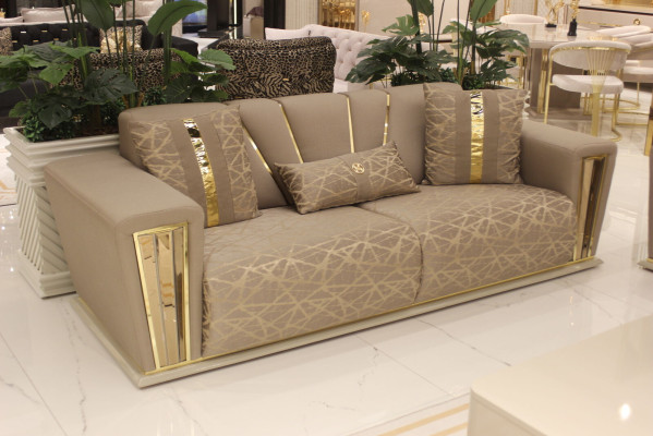 Sofa set Set Complete Modern 3+3+1+1 Seater + Coffee table Textile Couch Wood