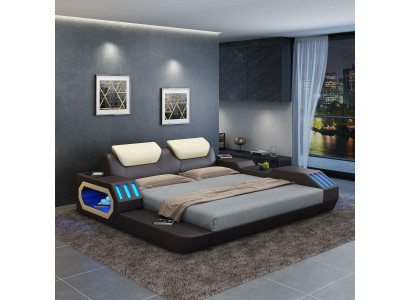 Luxury Design Bed frame Bed Leather Beds USB luxury Double Hotel Upholstered bed