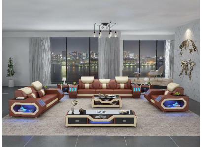 Sofa set Set 3+2+1 Seater Coffee table Sideboard Suite Design Modern 5-piece.