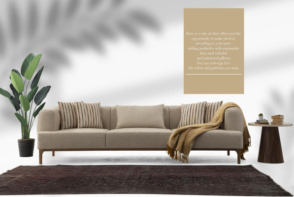Three Seater Sofa 3 Seater Sofas Beige Fabric Modern Living room Luxury new