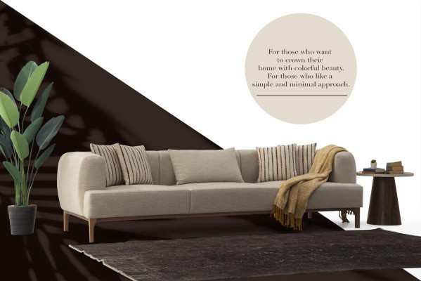 Three Seater Sofa 3 Seater Sofas Beige Fabric Modern Living room Luxury new