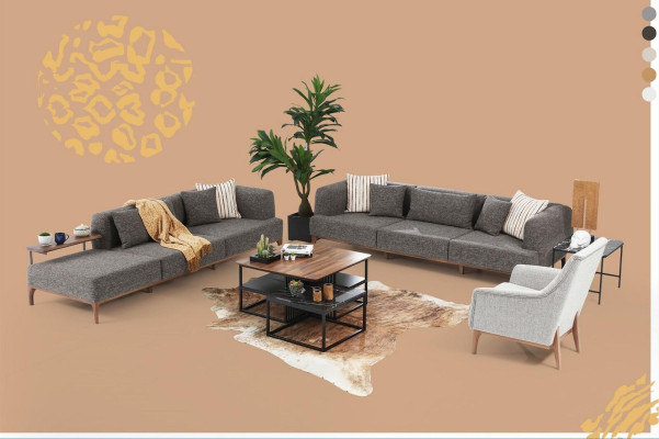Three Seater Sofa 3 Seater Sofas Gray Fabric Living room Luxury Modern new