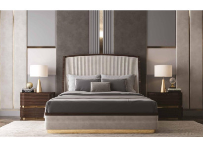 Luxury Bedroom Set 3-piece Bed 2x Bedside table Modern Design Beds