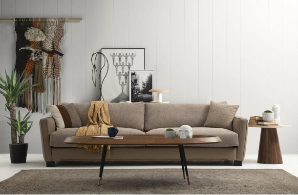 Sofa set 31 Seater Armchair Three Seater Modern Fabric Beige Set Design