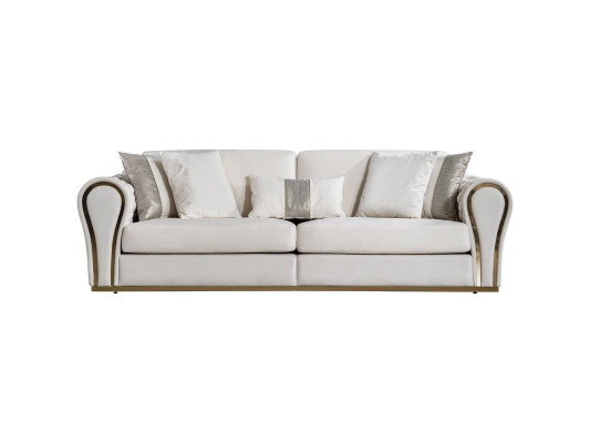 White three-seater designer upholstered sofa luxury 3-seater textile seating furniture