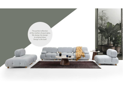Complete e Couch Set Sofa Set 321 Seater Modern Fabric Gray Set