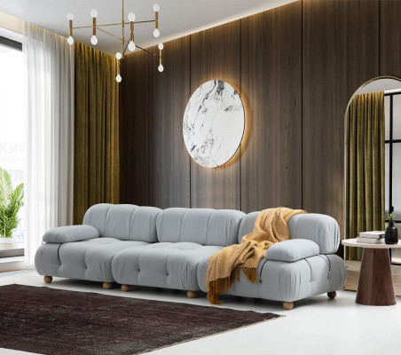 Complete e Couch Set Sofa Set 321 Seater Modern Fabric Gray Set