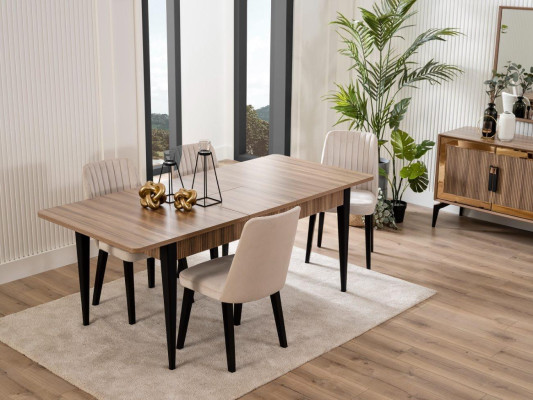Dining room Luxury Dining set Dining table Set 10pcs Dining room Brown Wood