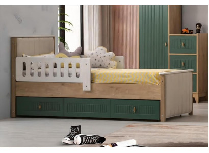 Stylish Childrens bed 200 cm youth bed Wood Childrens room Fabric Modern