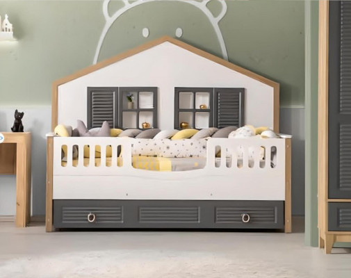 Bed frame Perfect Childrens bed Childrens room Bed frame e Gray Wood