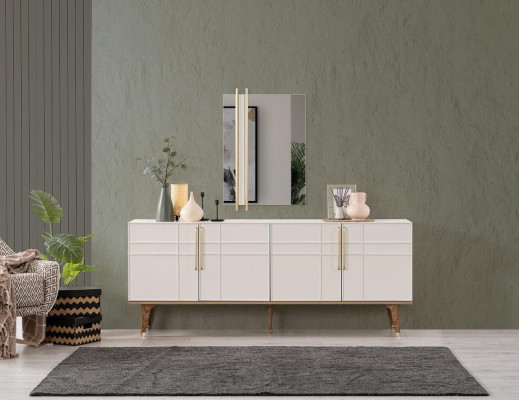 Sideboard Suite Sideboard with Mirror Chests of drawers Dining room Wood White