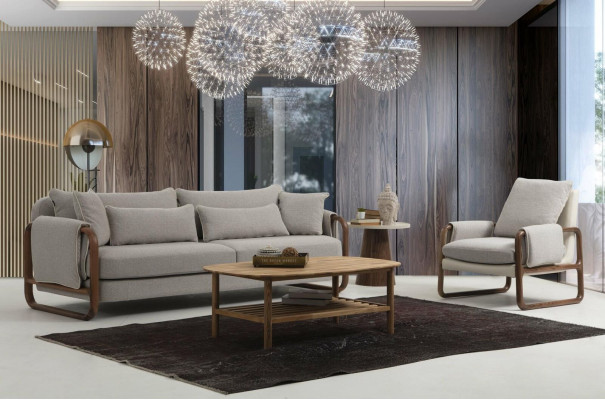 Sofa set 31 Seater Armchair Three Seater Modern Fabric Gray Set Design