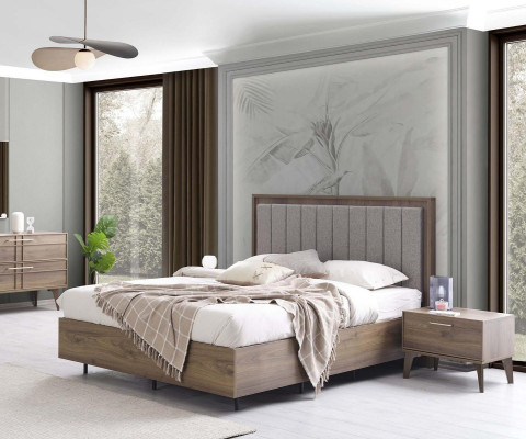 Bedroom Suite Double bed Bed Bedside tables Brown Wood Set 3pcs
